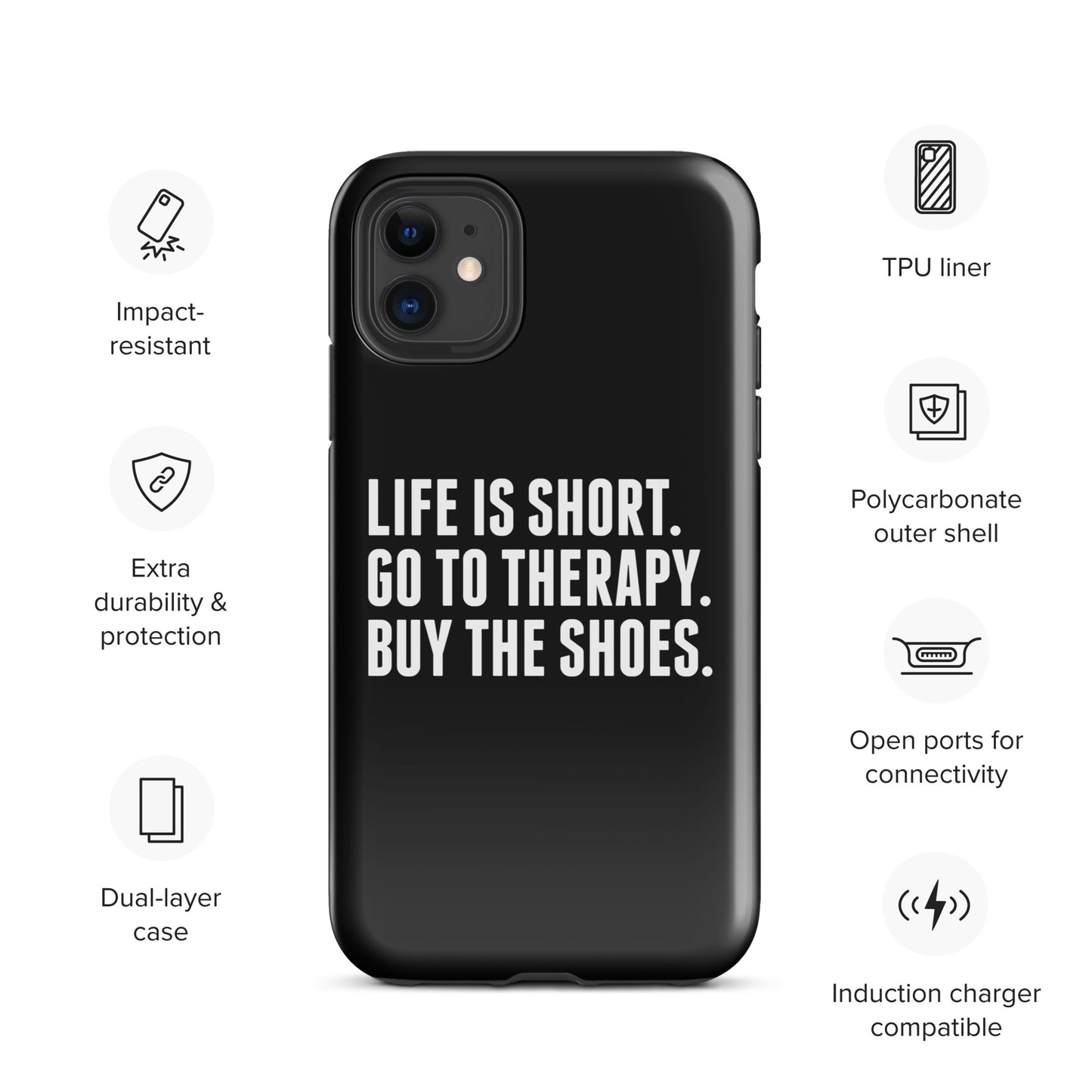 Life is Short Tough Case for iPhone® (Black)
