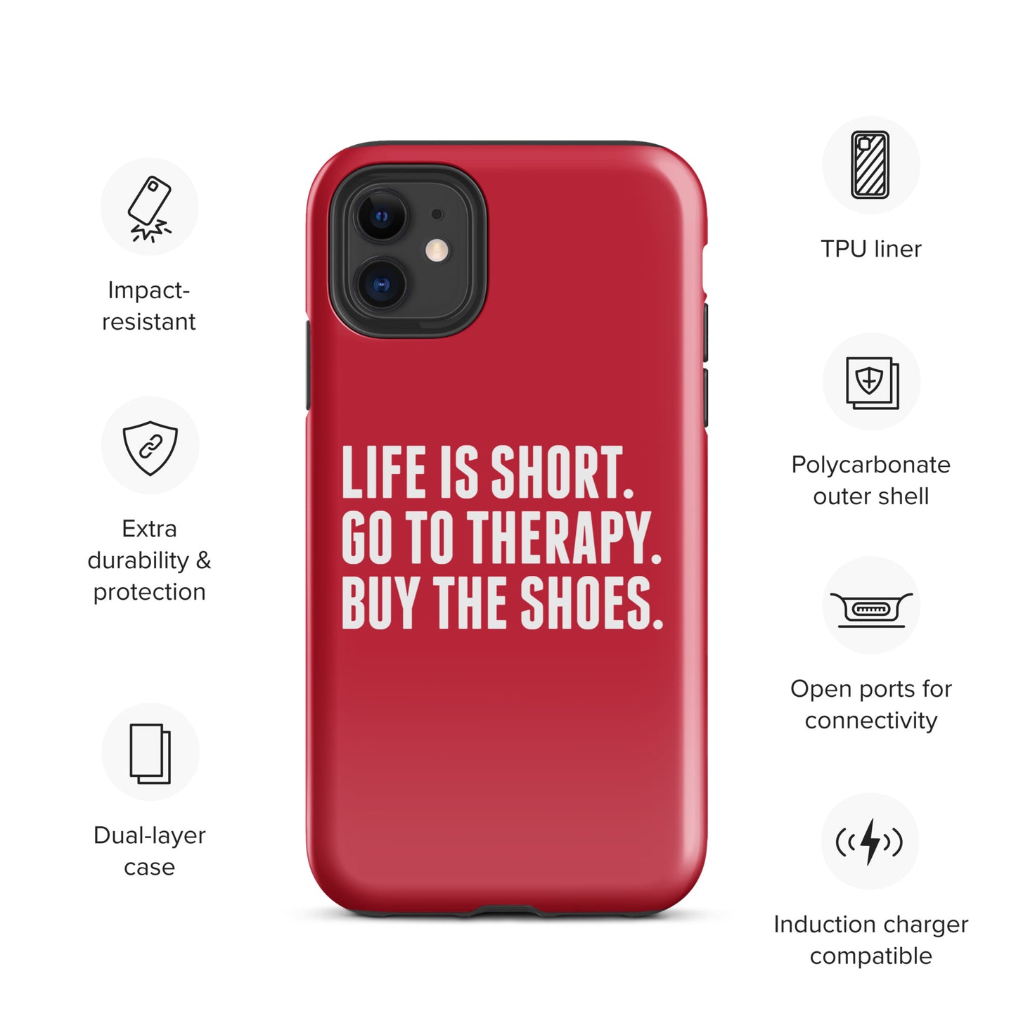 Life is Short Tough Case for iPhone® (Red)
