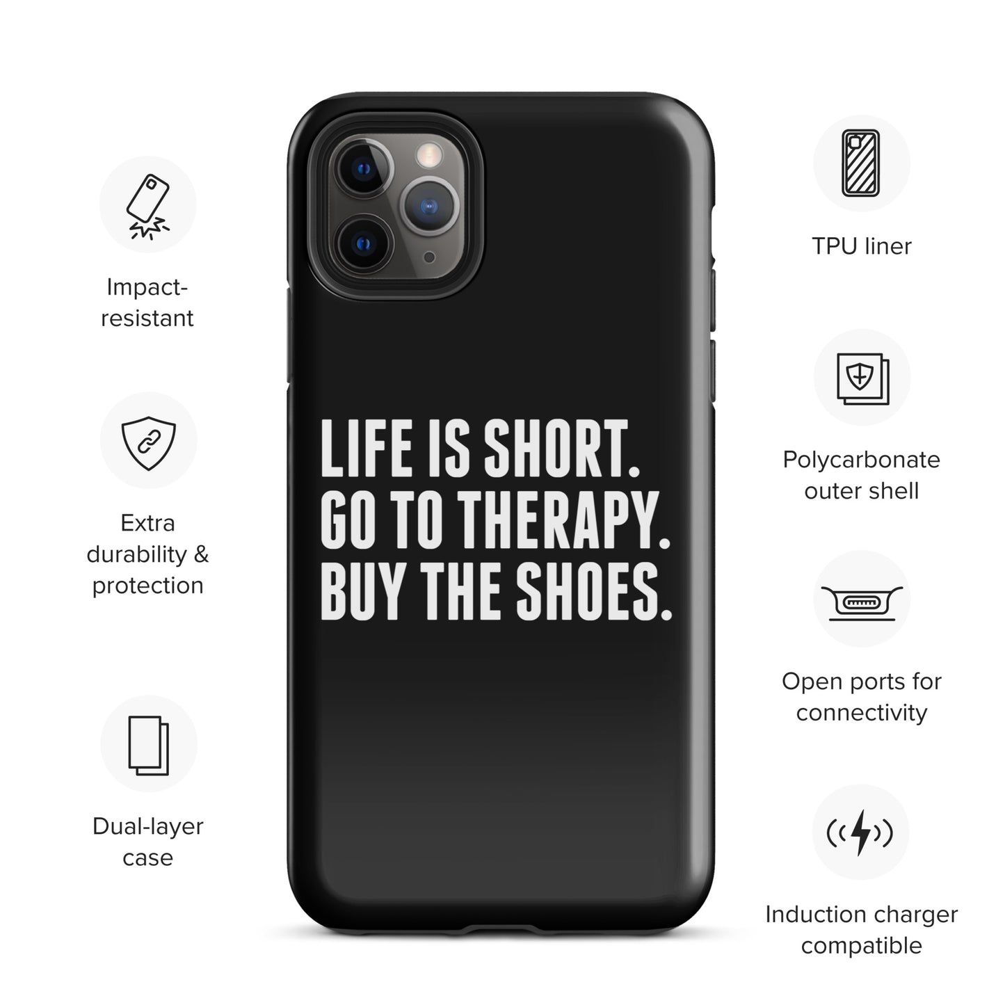 Life is Short Tough Case for iPhone® (Black)