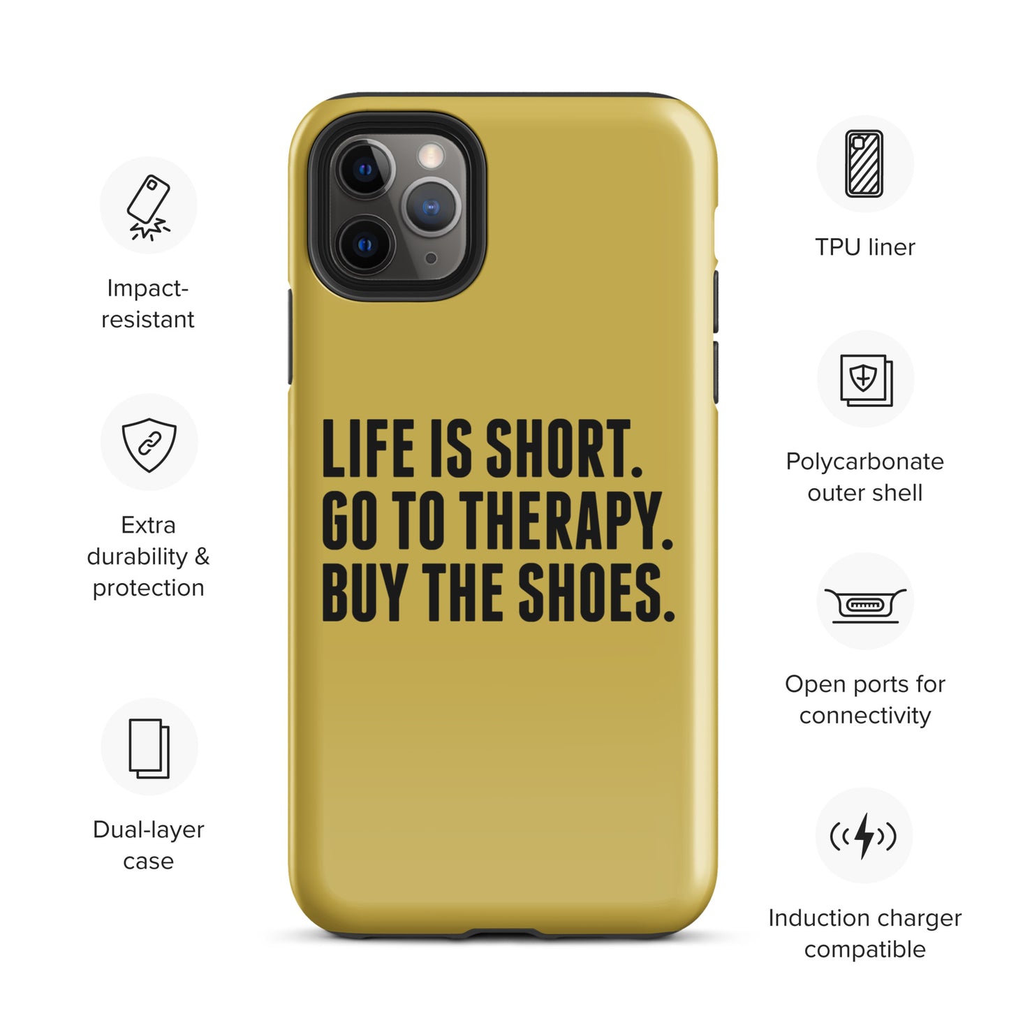 Life is Short Tough Case for iPhone® (Gold)