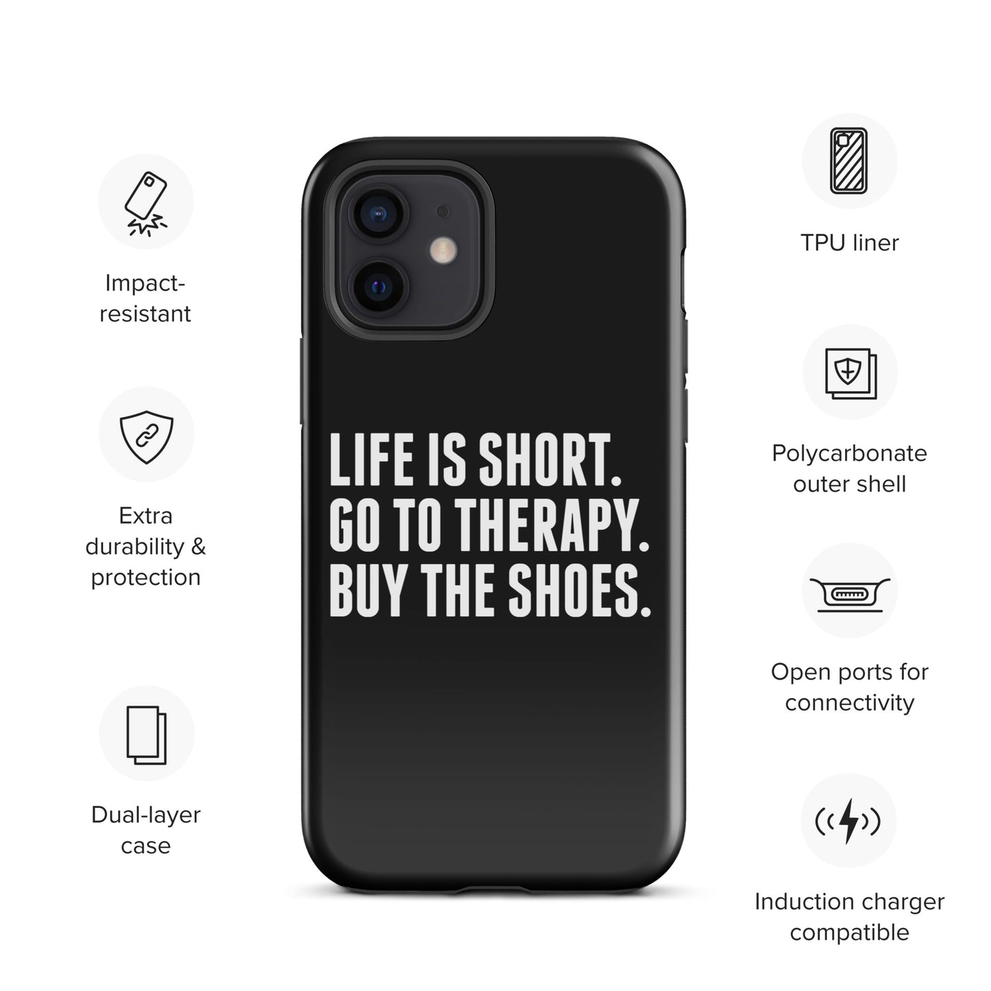 Life is Short Tough Case for iPhone® (Black)