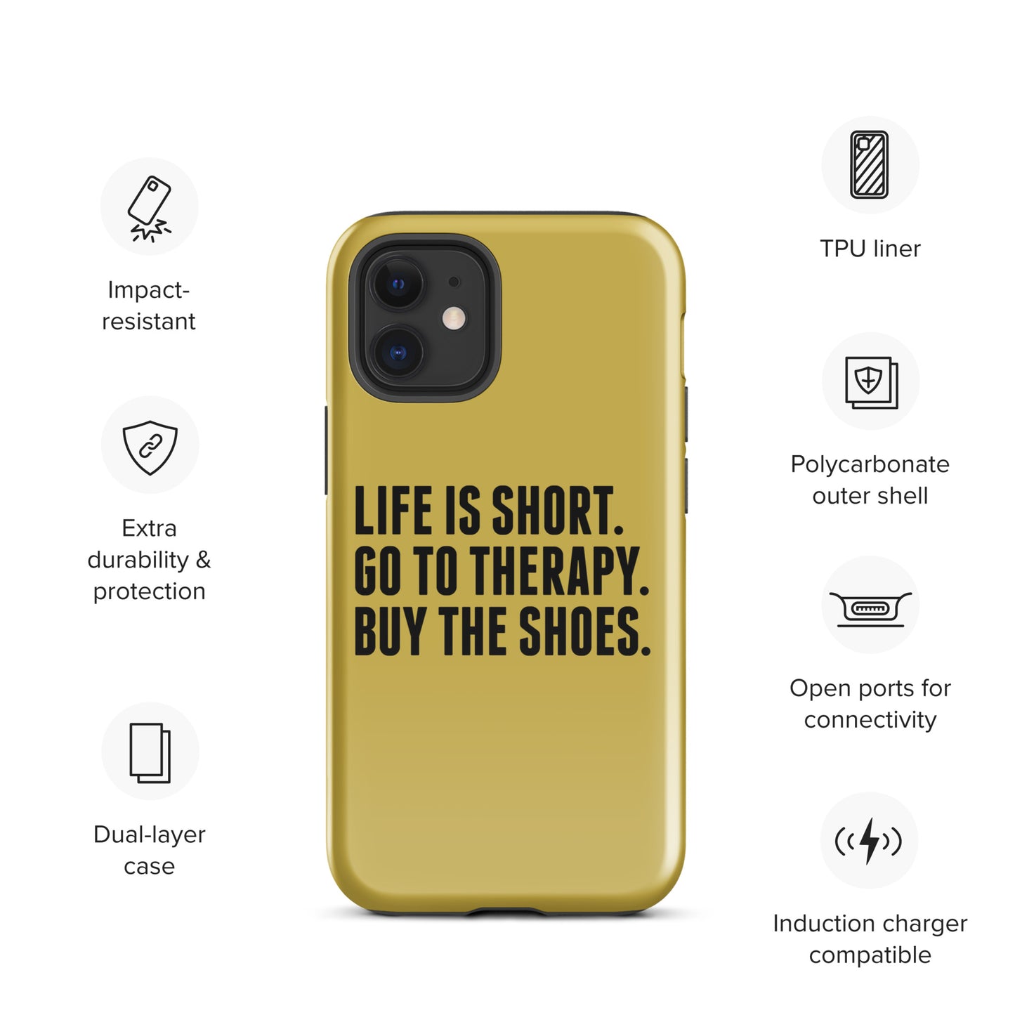 Life is Short Tough Case for iPhone® (Gold)