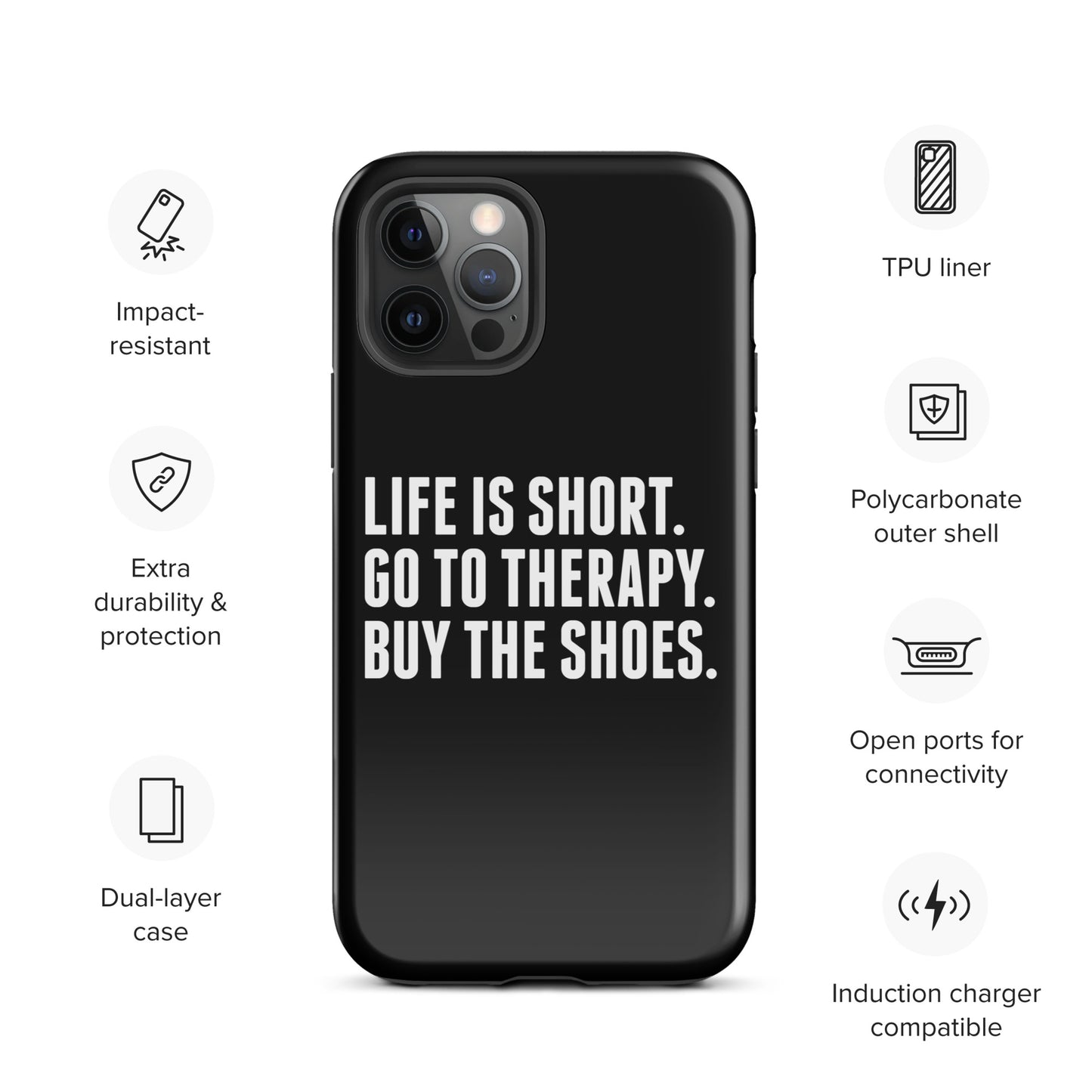 Life is Short Tough Case for iPhone® (Black)