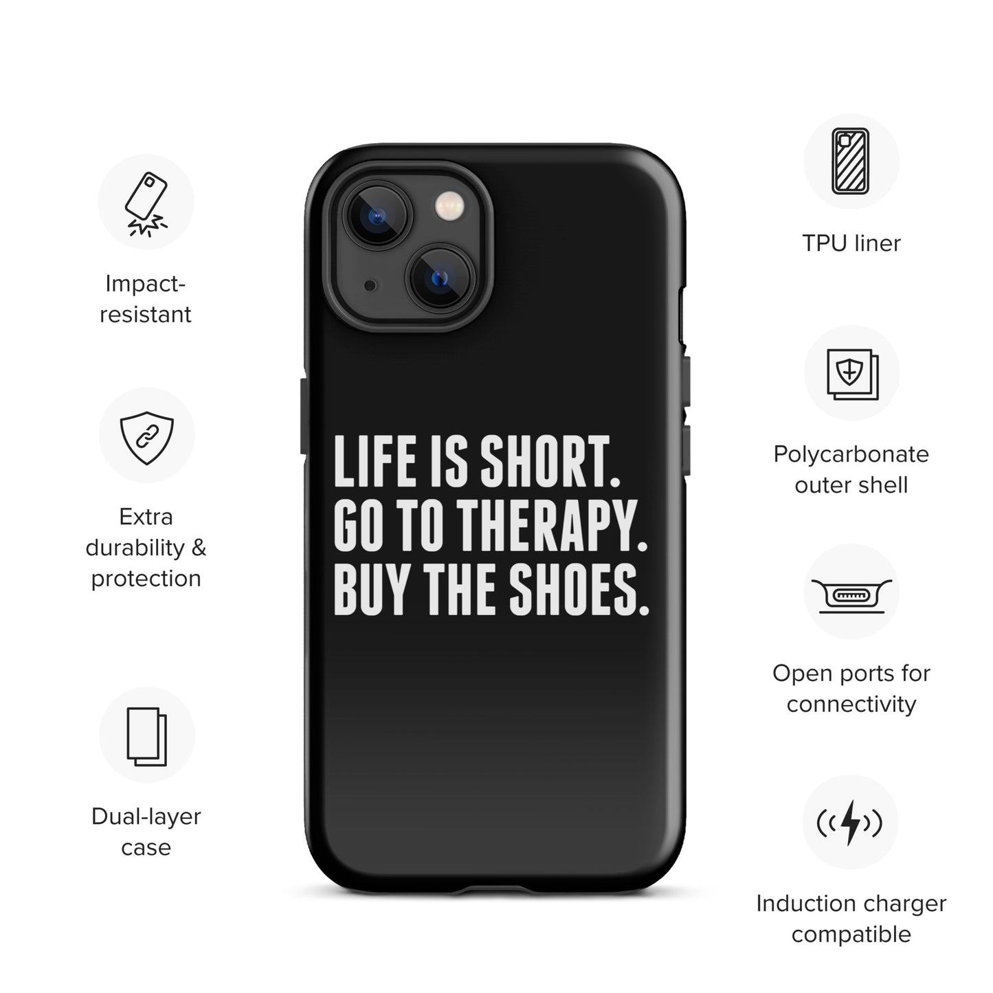 Life is Short Tough Case for iPhone® (Black)