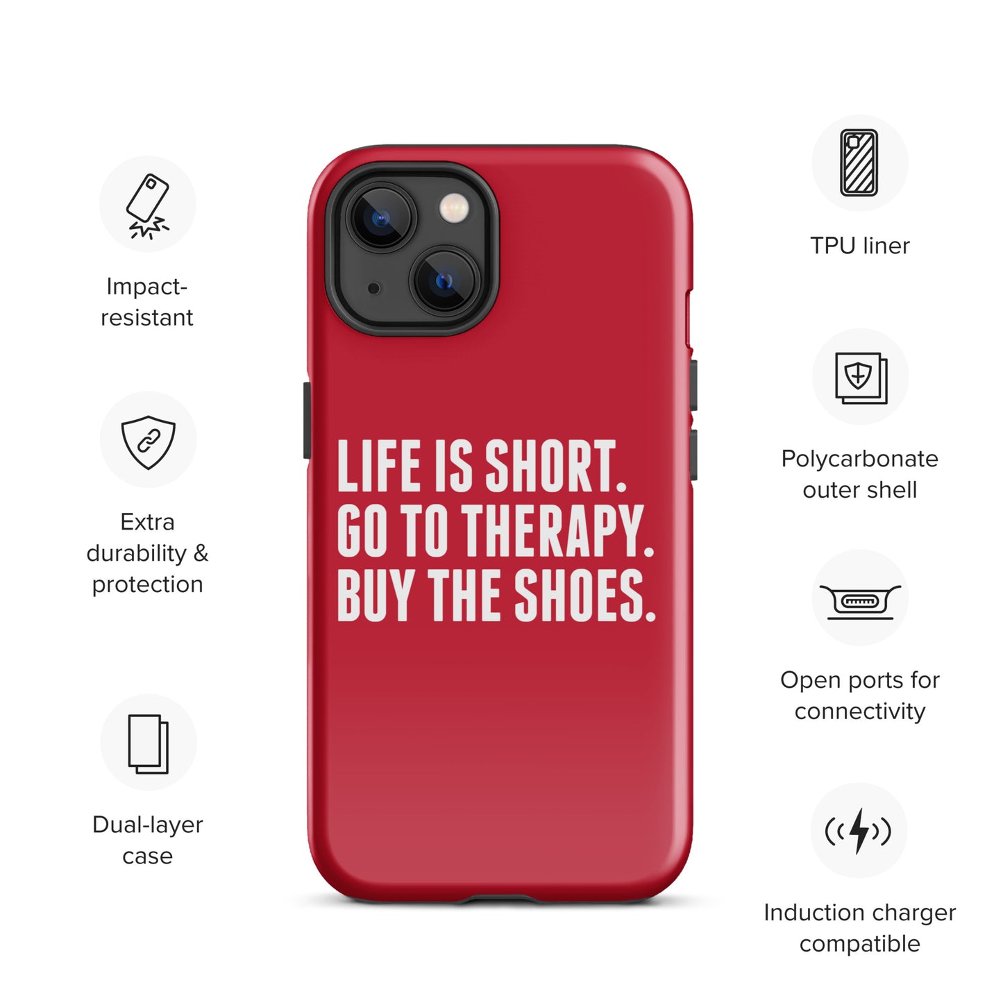 Life is Short Tough Case for iPhone® (Red)