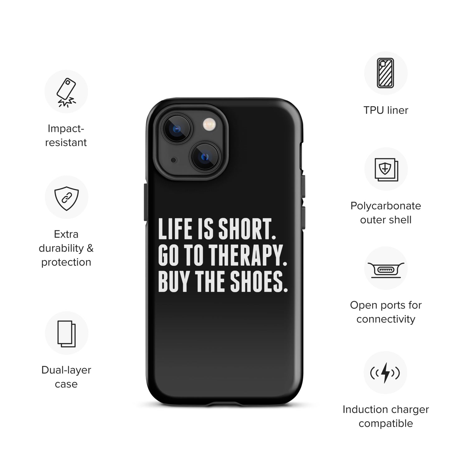 Life is Short Tough Case for iPhone® (Black)