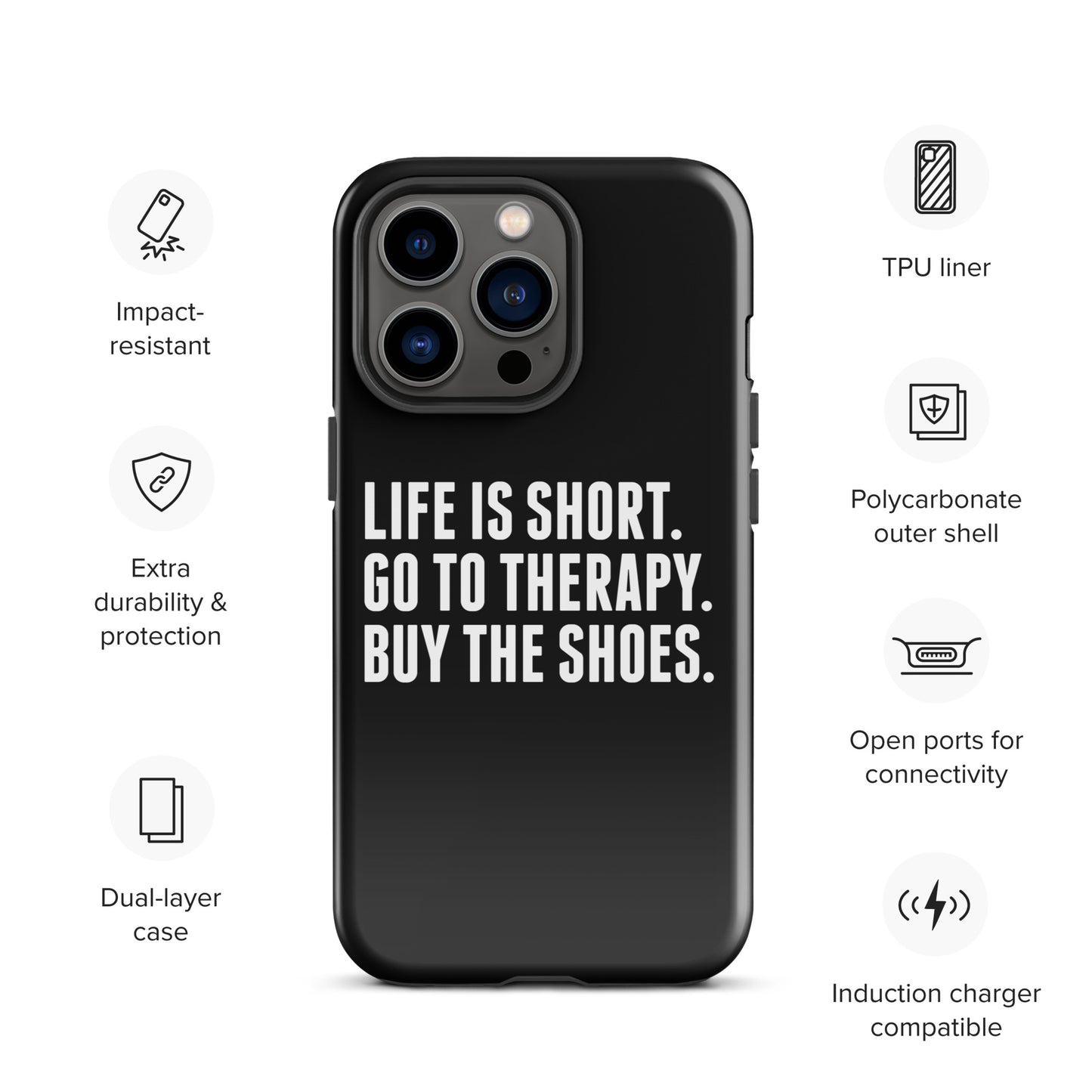 Life is Short Tough Case for iPhone® (Black)