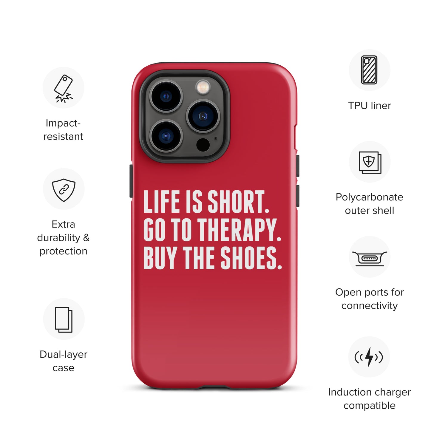 Life is Short Tough Case for iPhone® (Red)