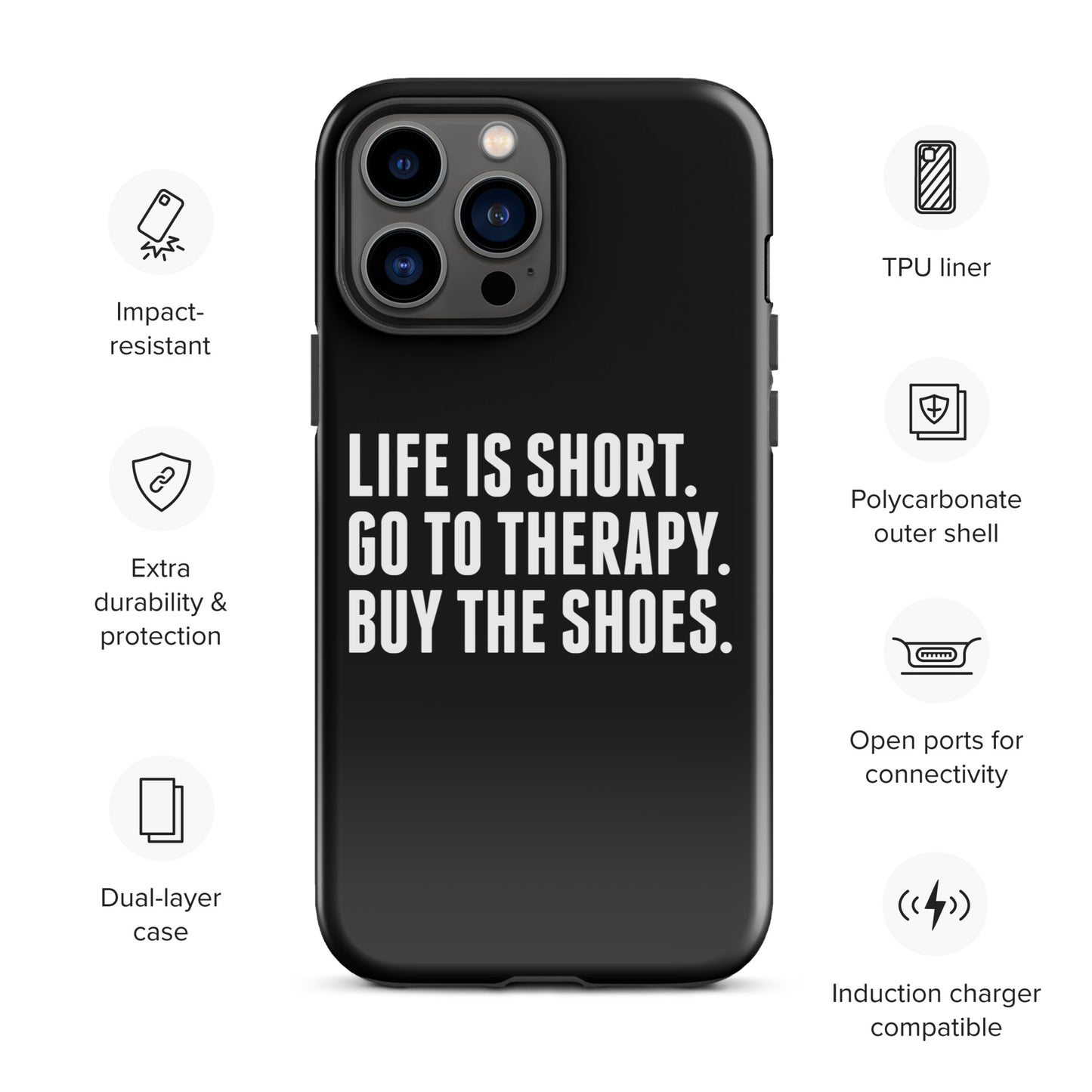 Life is Short Tough Case for iPhone® (Black)