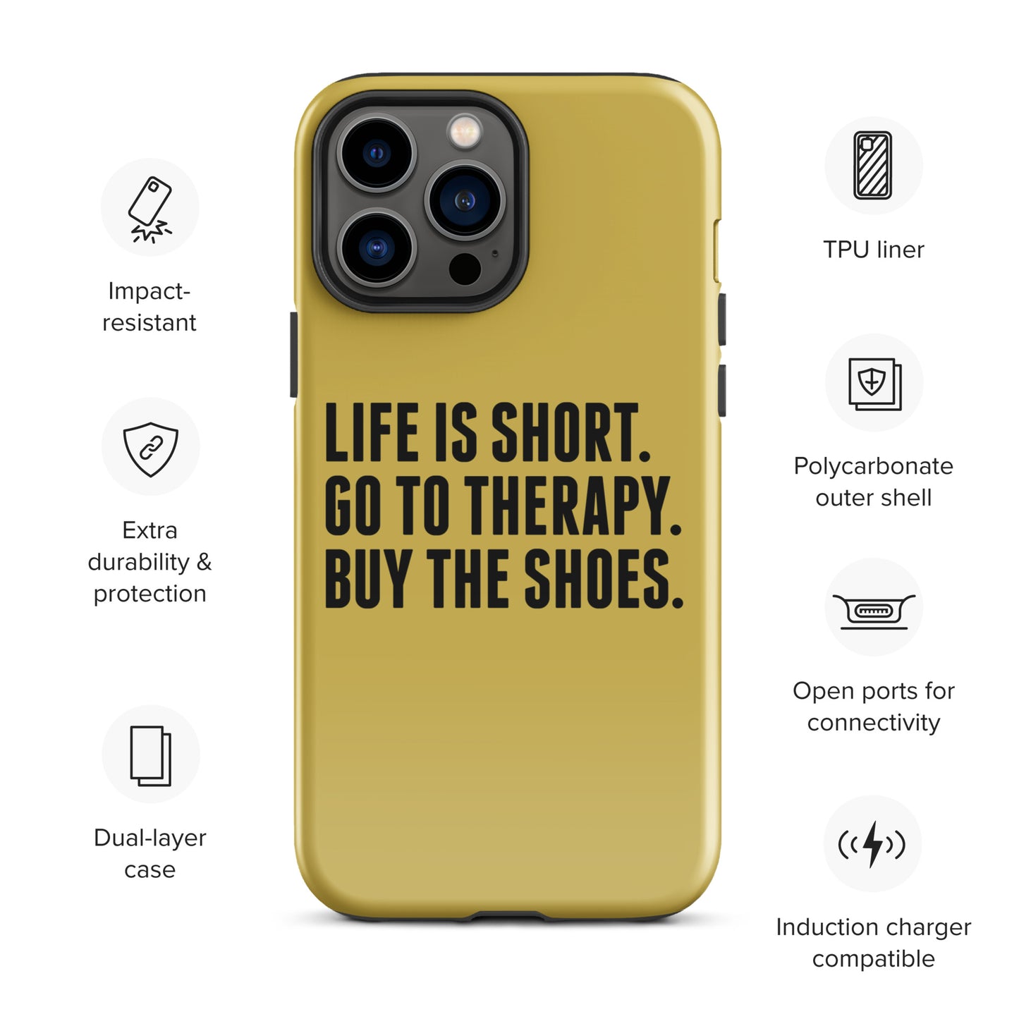 Life is Short Tough Case for iPhone® (Gold)