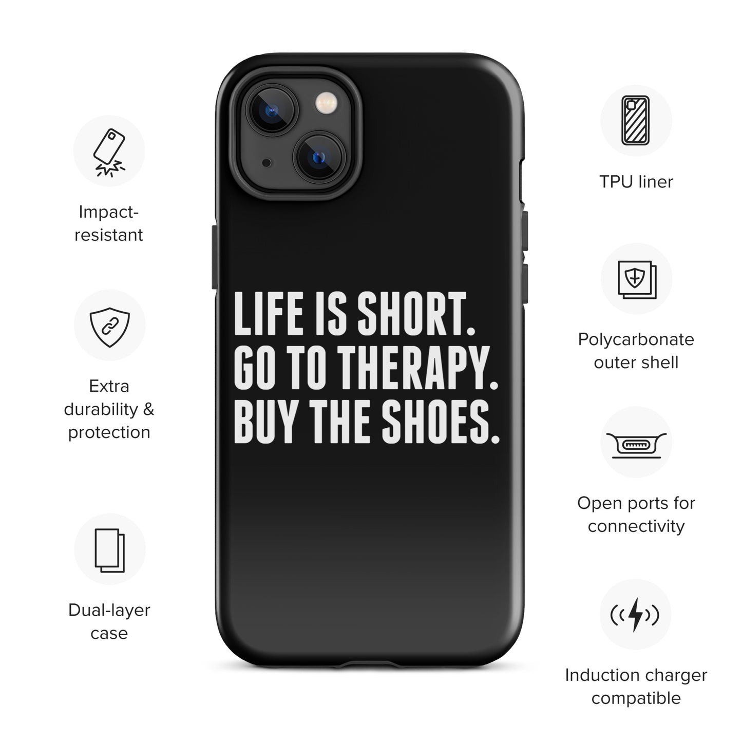 Life is Short Tough Case for iPhone® (Black)