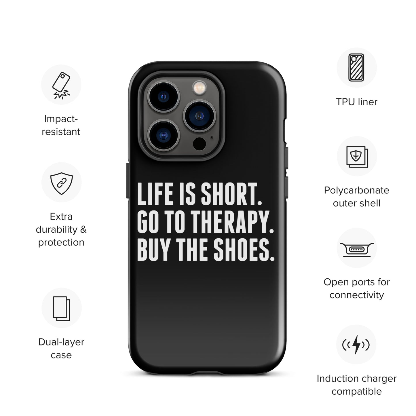 Life is Short Tough Case for iPhone® (Black)