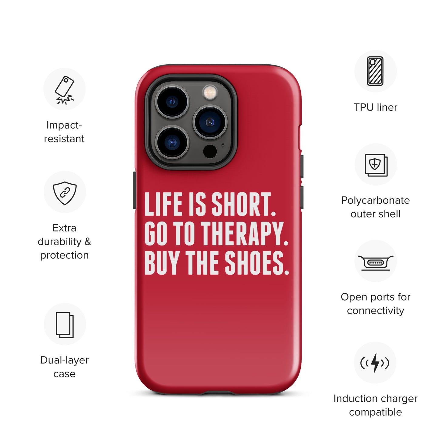 Life is Short Tough Case for iPhone® (Red)