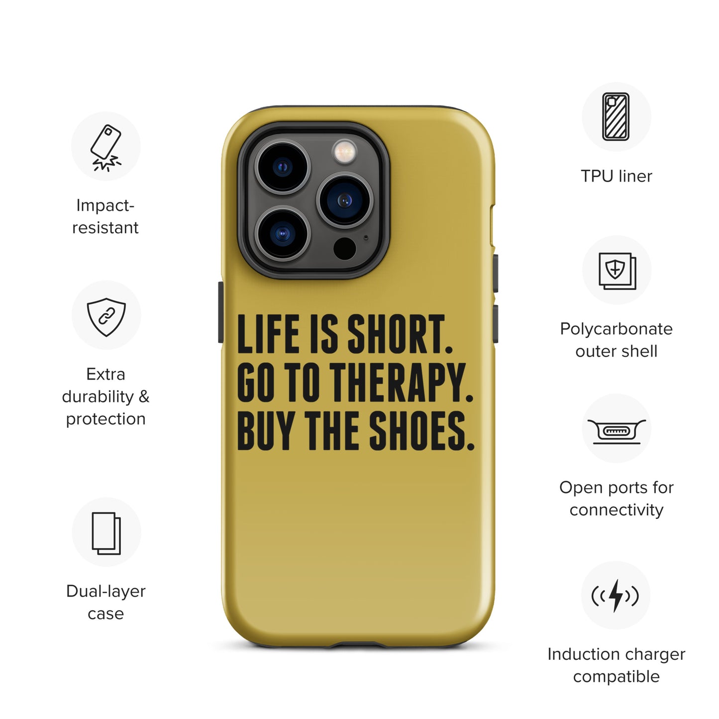 Life is Short Tough Case for iPhone® (Gold)