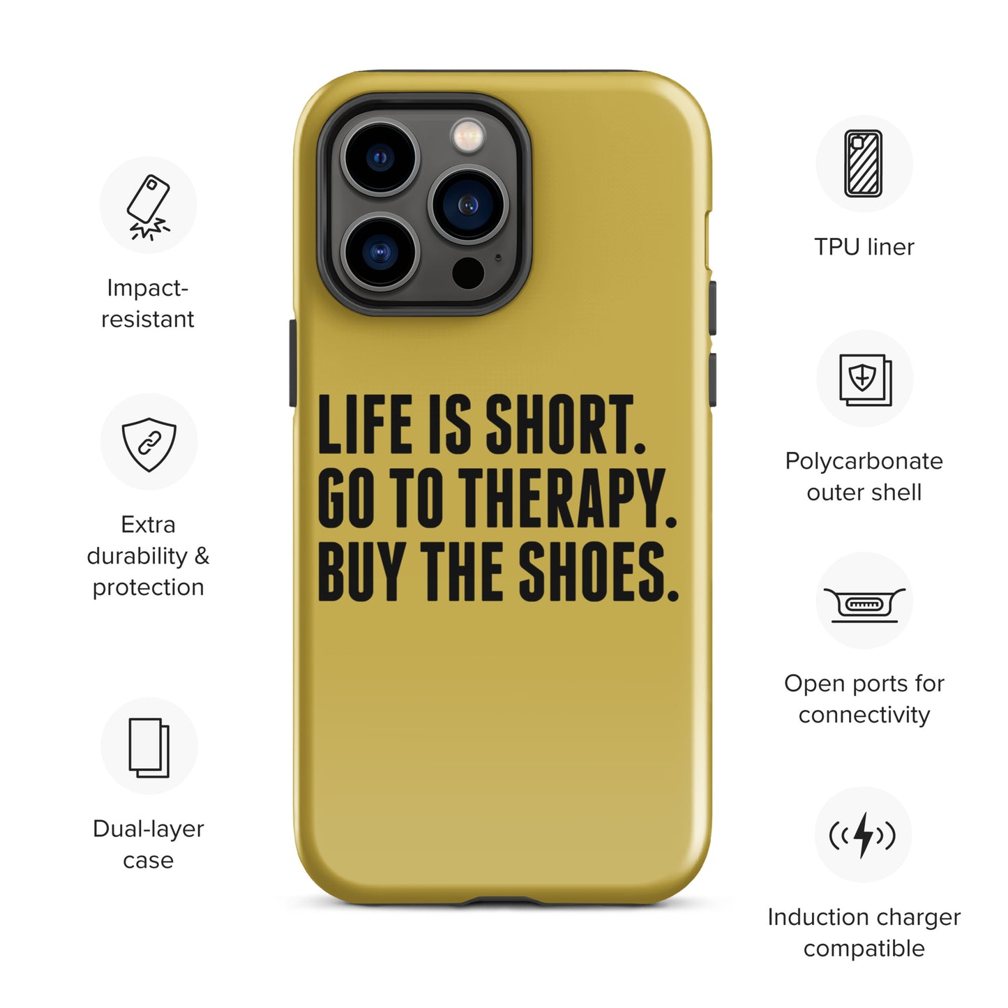Life is Short Tough Case for iPhone® (Gold)
