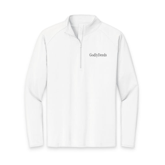 Embroidered Quarter-Zip Pullover — 'Gently Dazed' Performance Top