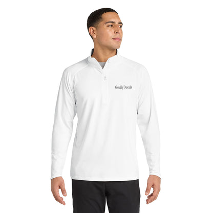 Embroidered Quarter-Zip Pullover — 'Gently Dazed' Performance Top