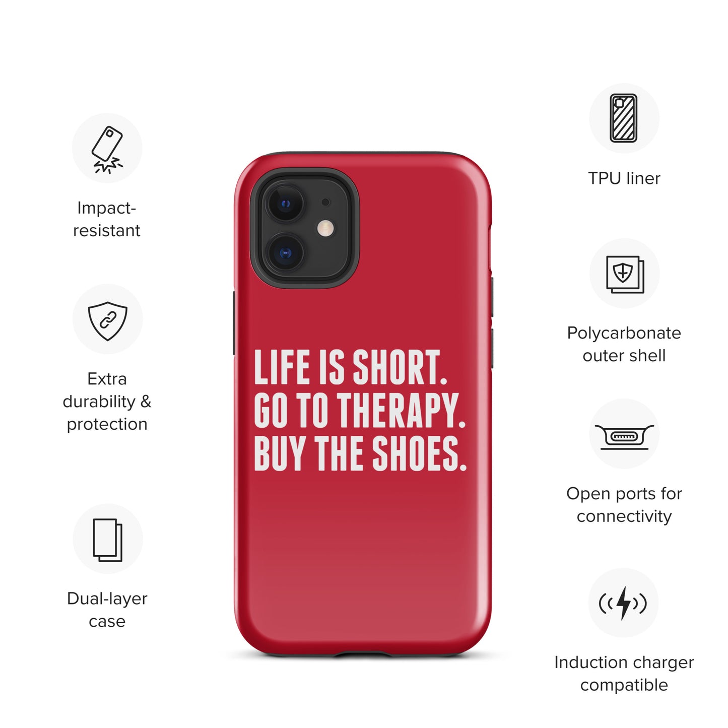 Life is Short Tough Case for iPhone® (Red)