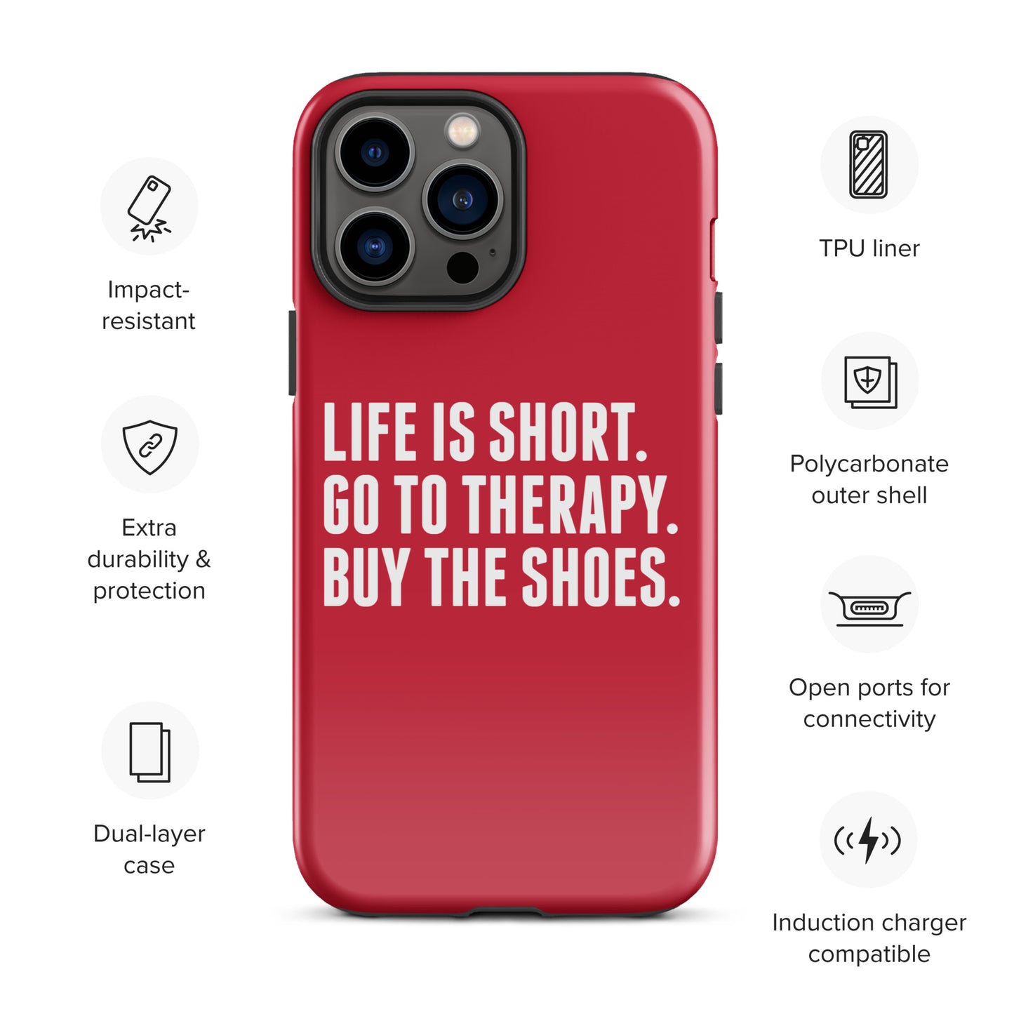 Life is Short Tough Case for iPhone® (Red)