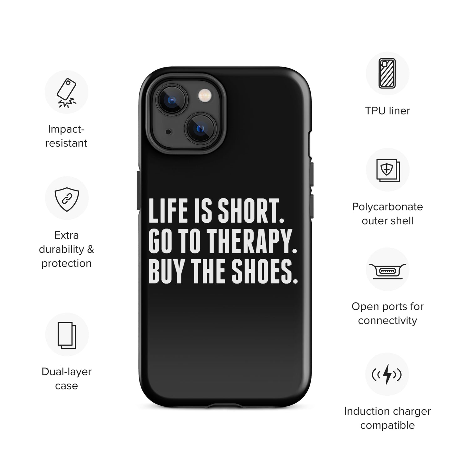 Life is Short Tough Case for iPhone® (Black)