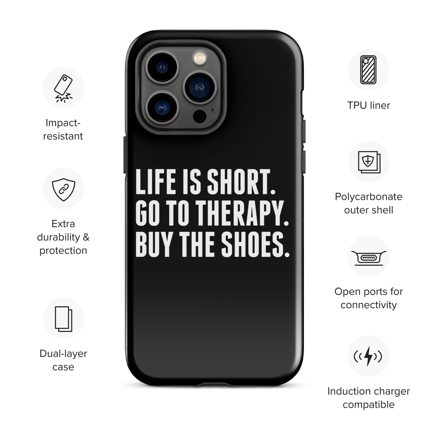 Life is Short Tough Case for iPhone® (Black)