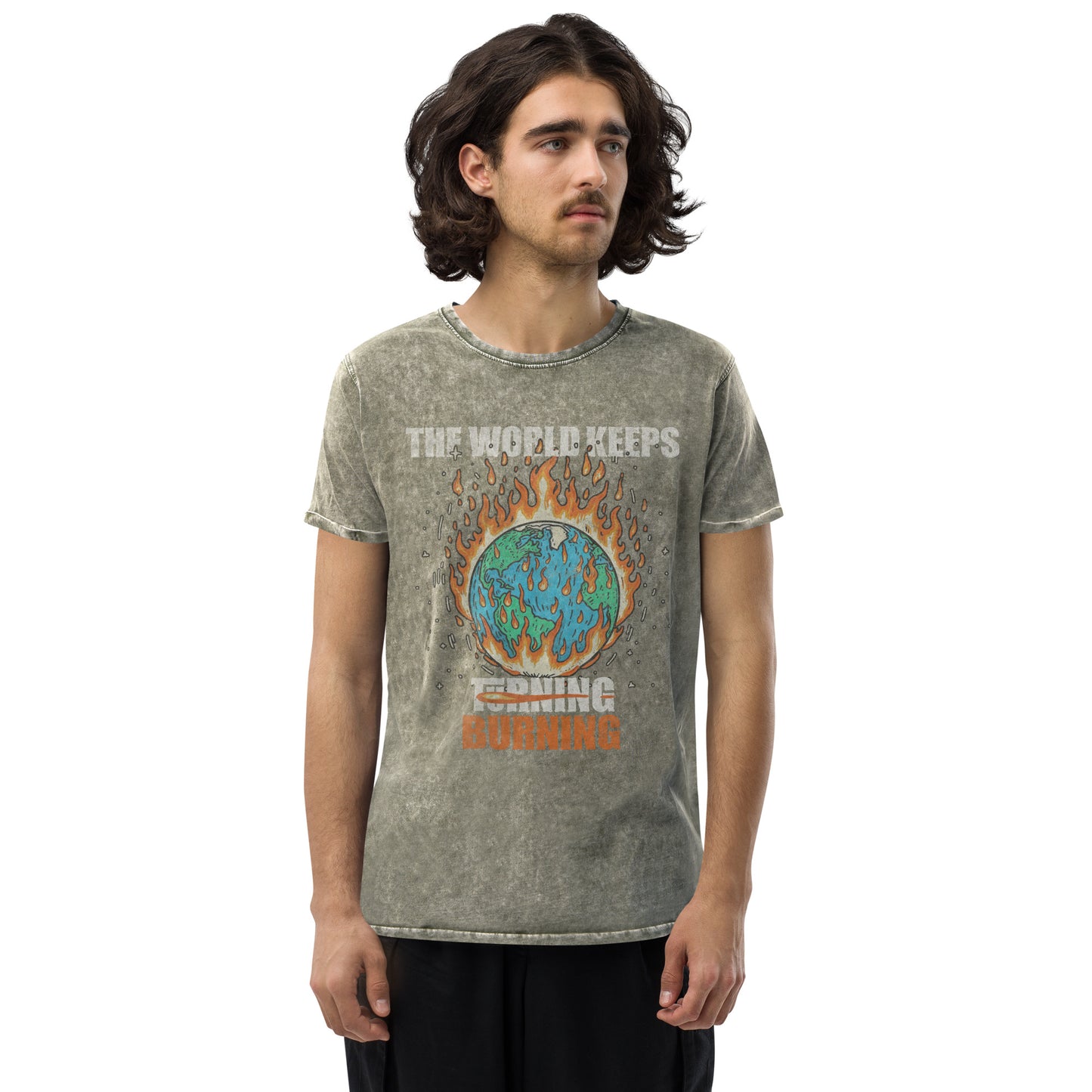 The World Keeps Burning Denim T-Shirt